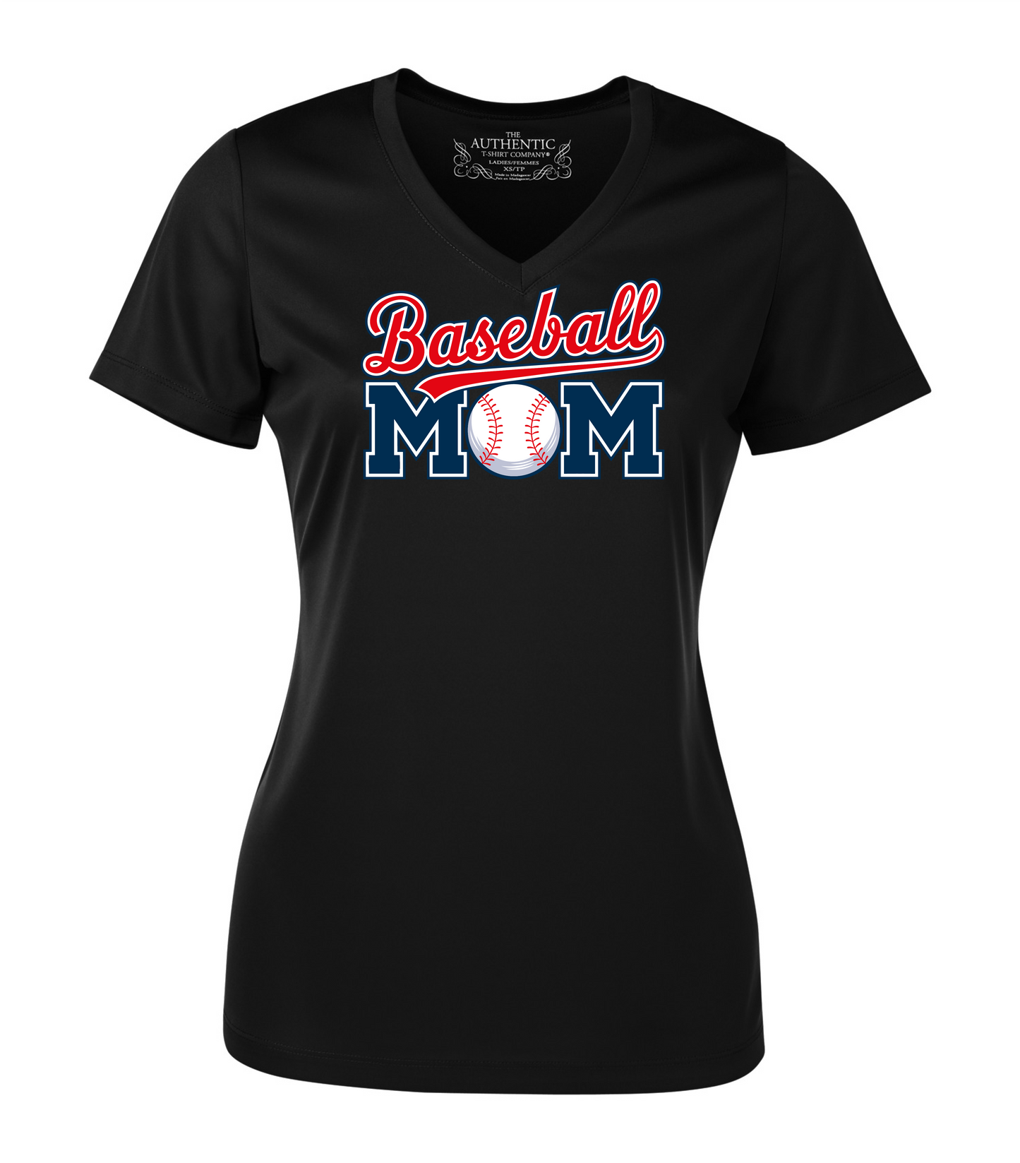 T-shirt col V FEMME -BASEBALL MOM