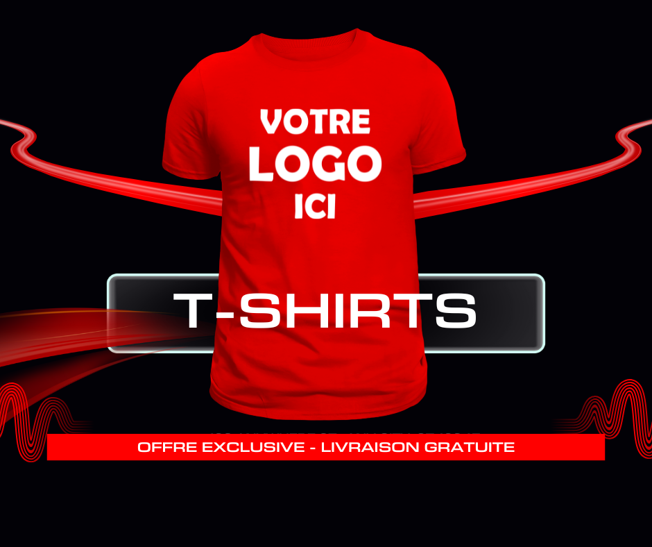 T-shirt rouge personnalisé avec logo d’entreprise, pack bundle économique